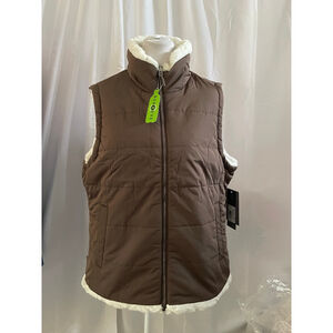 Women's Free Country Brown & White Reversible Puffer Vest Size L
